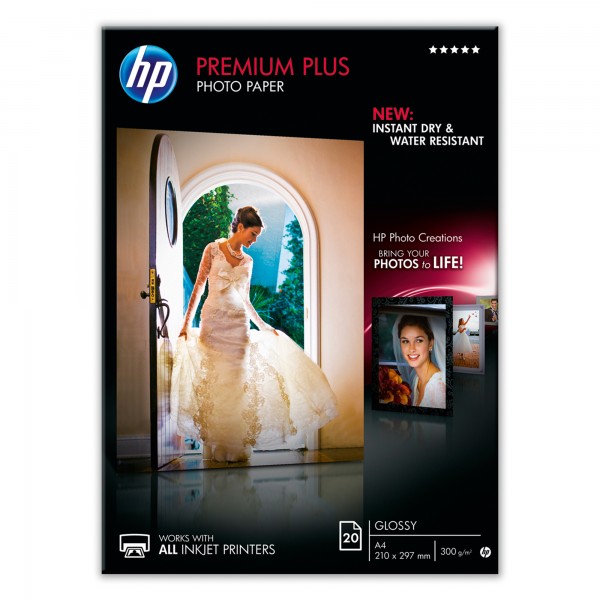 HP Fotopapier Premium Plus CR672A DIN A4 300g weiß 20 Bl./Pack.