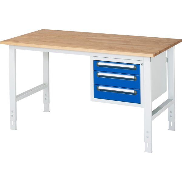 RAU Arbeitstisch 3Schübe 1500x800x760-1080 lgr/ebl