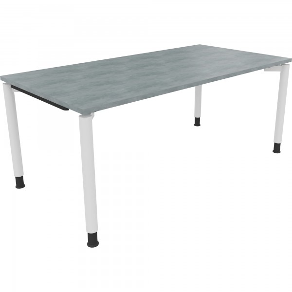 Schreibtisch Vierfuß Rundrohr B1800xT900xH680-820 ws/Beton hell