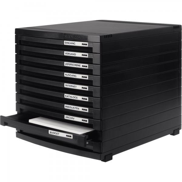 HAN Schubladenbox CONTUR A4/B4/C4 10Schübe sw/sw