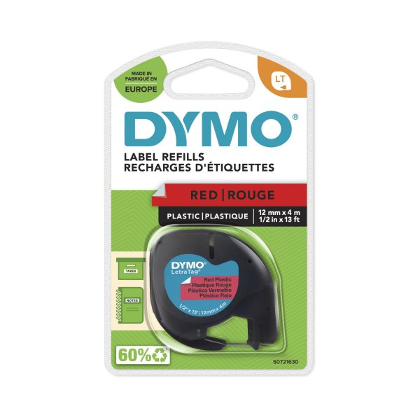 DYMO Schriftbandkassette LetraTag S0721630 12mmx4m sw auf rt