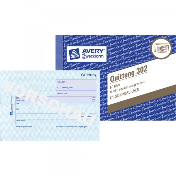 Avery Zweckform Quittung 302 DIN A6 quer 50Blatt