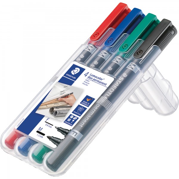 Staedtler Permanentmarker Lumocolor duo 0,6mm/1,5mm 4St