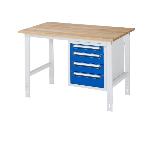 RAU Arbeitstisch 4Schübe 1250x800x760-1080 lgr/ebl