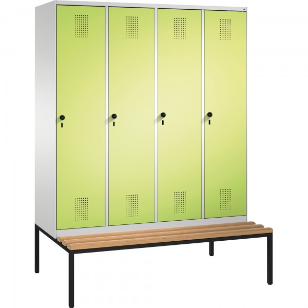 C+P Umkleidespind 4905042S10112 Sitzbank 4Abteile B1600mm lgr/cgn