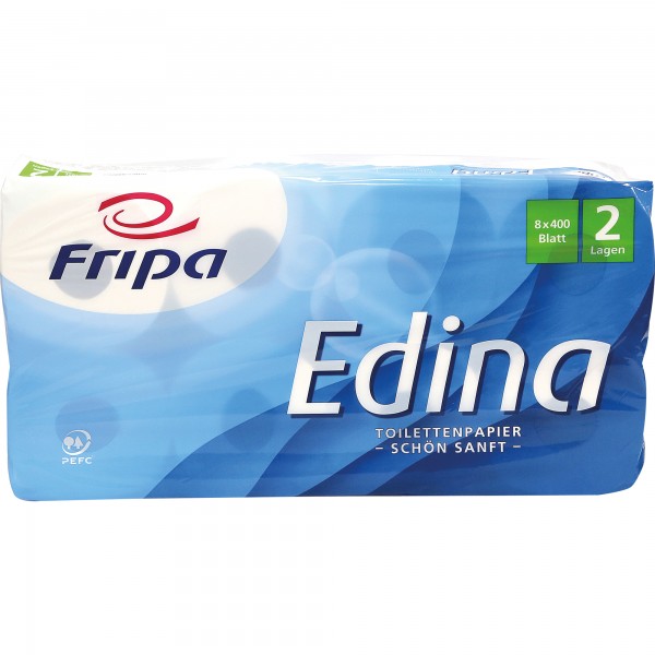 Fripa Toilettenpapier Edina 1010809 2lg. 400Bl. Zellstoff 8 St./Pack.