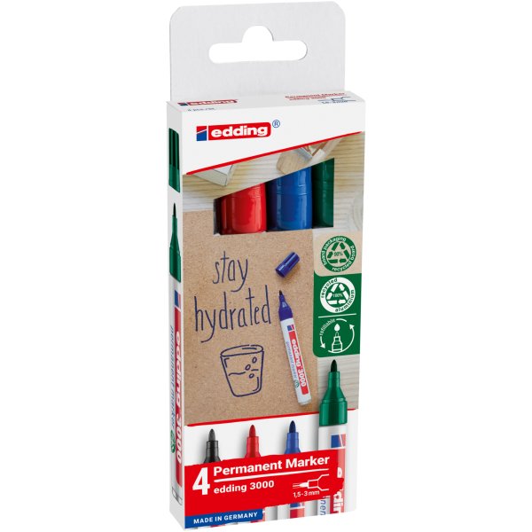 edding Permanentmarker 1,5-3mm sort 4St