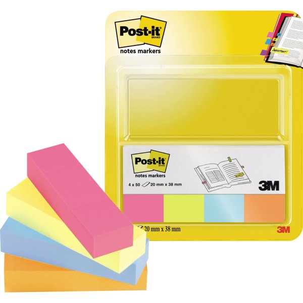 Post-it Haftstreifen Page Marker 670-4B 20x38mm sort 4x50Bl