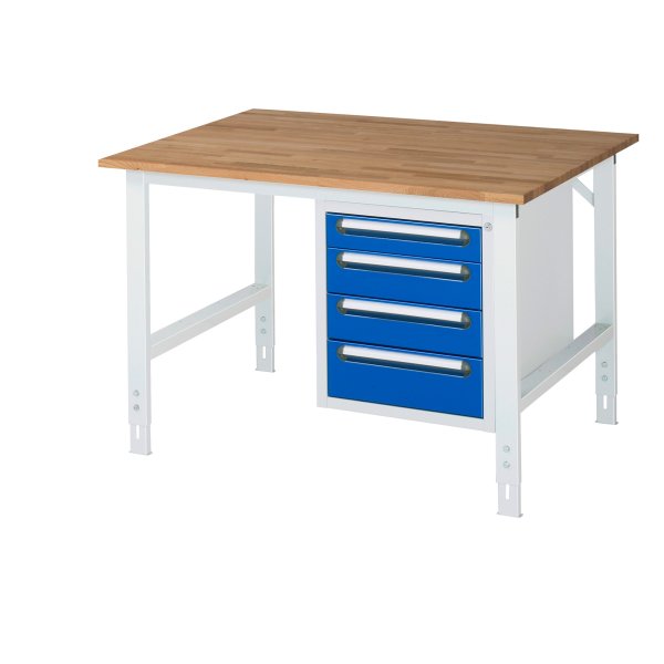 RAU Arbeitstisch 4Schübe 1250x1000x910-1230 lgr/ebl