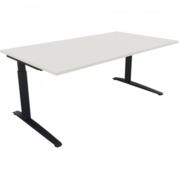 Schreibtisch Kufe Einzels. Quadrat B1800xT1000xH650-850 an/Weiß