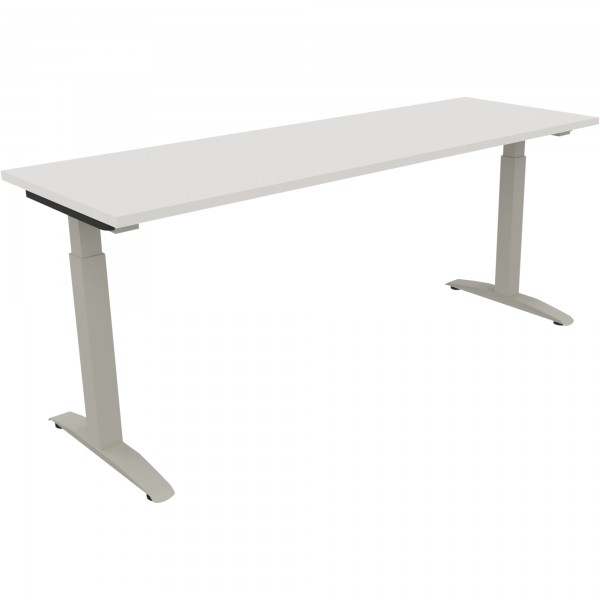 Schreibtisch Kufe Einzels. Quadrat B1800xT600xH650-850 si/Weiß