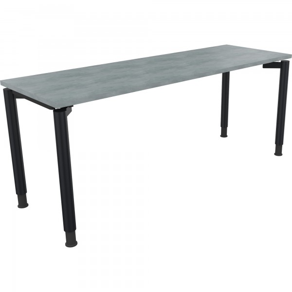 Schreibtisch Vierfuß Rundrohr B1800xT600xH680-820 an/Beton hell