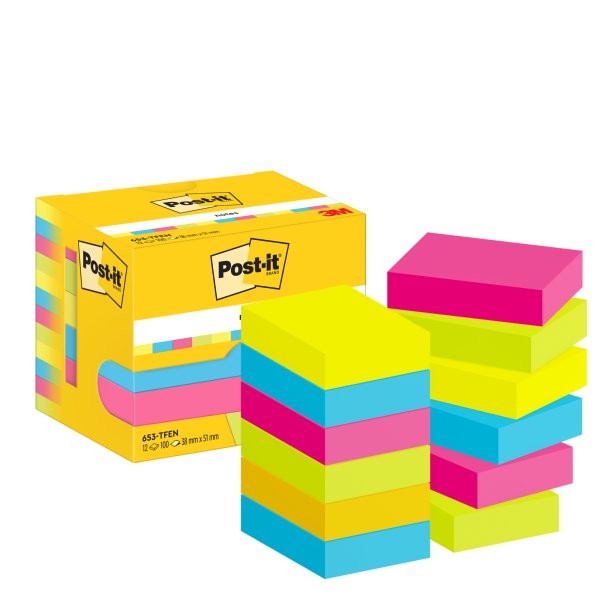 Post-it Haftnotiz 653-TFEN 38x51mm 100Bl farbig 12 St./Pack.