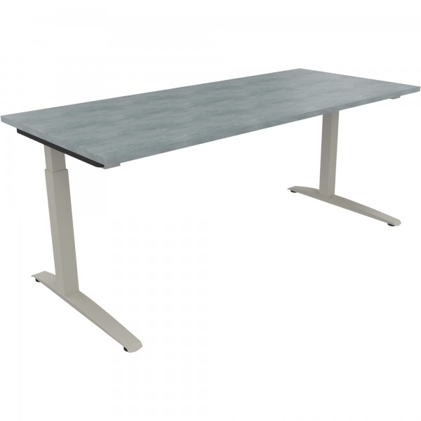 Schreibtisch Kufe Einzels. Quadrat B1800xT800xH650-850 si/Beton hell