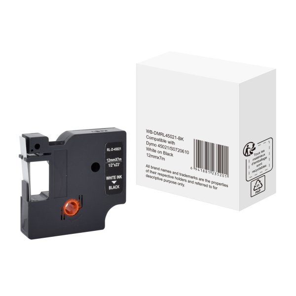 Schriftband wie Dymo S0720610 12mmx7m ws auf sw