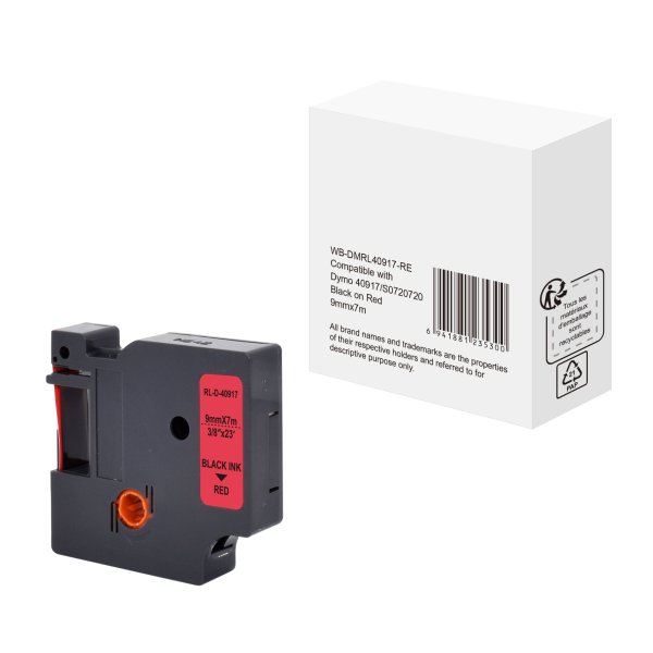 Schriftband wie Dymo S0720720 9mmx7m sw auf rt