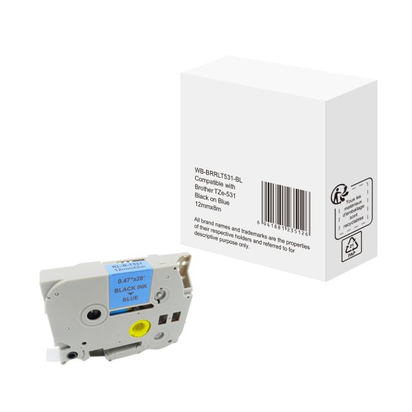 Schriftband wie Brother TZe531 12mmx8m sw auf bl