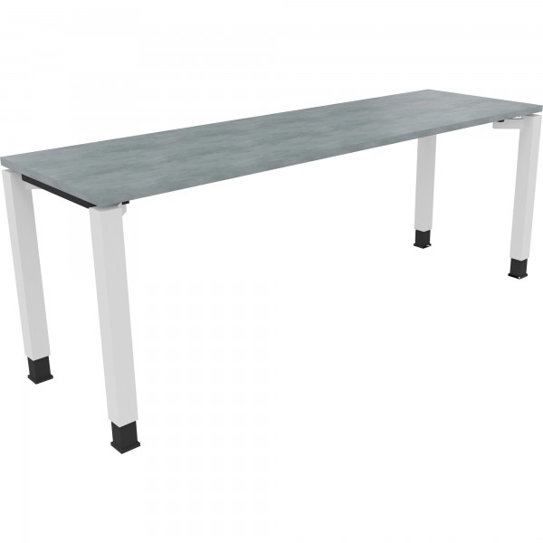 Schreibtisch Vierfuß Quadratrohr B2000xT600xH680-820 ws/Beton hell