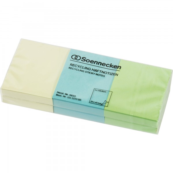 Soennecken Haftnotiz oeco RC 50x40mm 100Bl. sort. 6St.