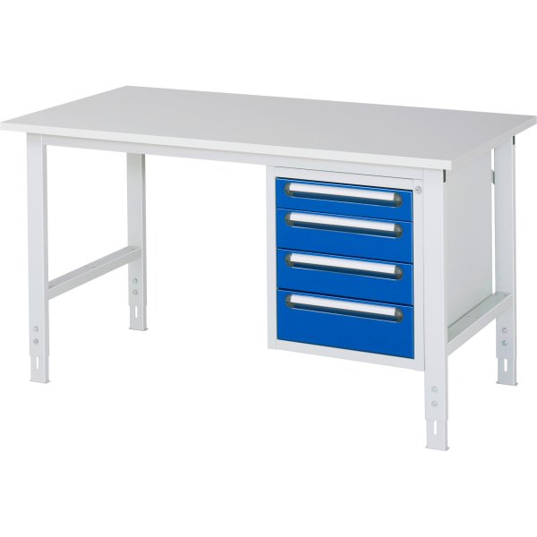 RAU Arbeitstisch 4Schübe 1500x800x760-1080 lgr/ebl