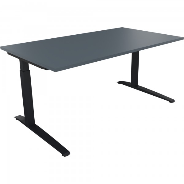 Schreibtisch Kufe Einzels. Quadrat B1600xT900xH650-850 an/Lavagrau
