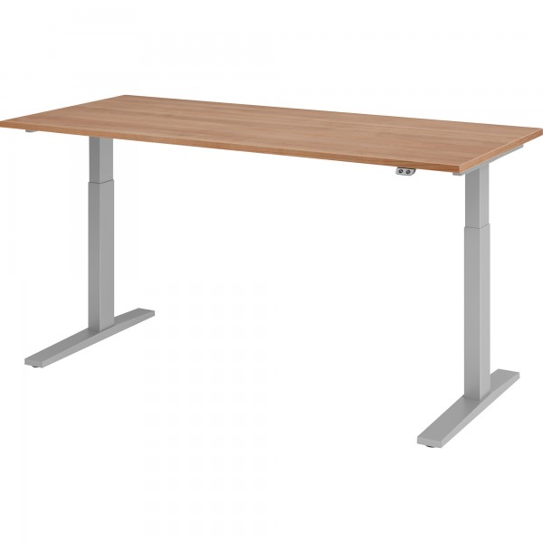 Hammerbacher Schreibt. VXMKA19/N/S el.180x80cm silber/nussbaum
