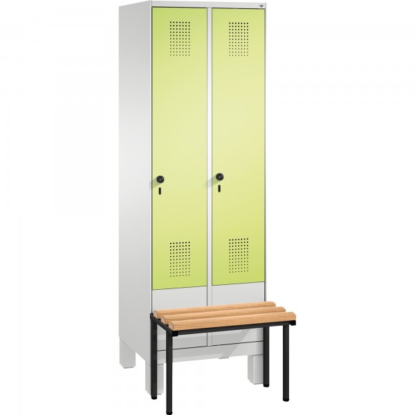 C+P Umkleidespind 4903020S10017 Sitzbank 2Abteile B600mm lgr/cgn