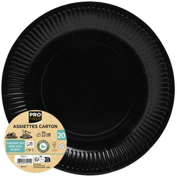 PROnappe Pappteller 23cm sw 20St