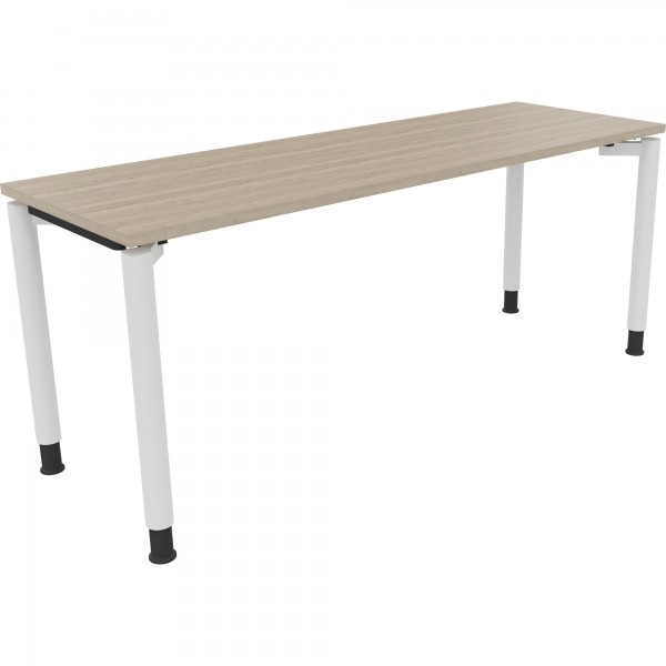 Schreibtisch Vierfuß Rundrohr B1800xT600xH680-820 ws/Eiche Natur
