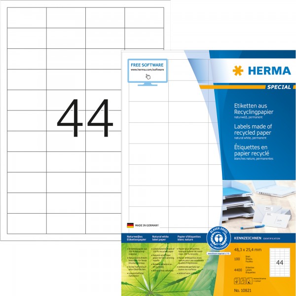 HERMA Etikett 10821 RC 48,3x25,4mm weiß 4.400 St./Pack.