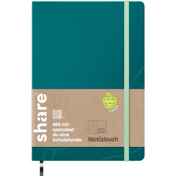 share Notizbuch A5 punktkariert petrol