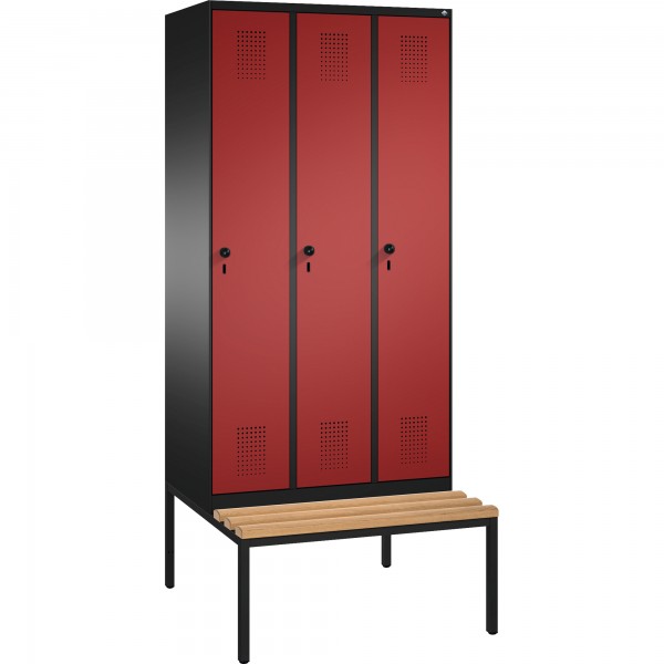 C+P Umkleidespind 4905030S10152 Sitzbank 3Abteile B900mm sgr/rrt