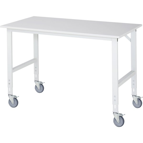 RAU Arbeitstisch Rollen 1500x800x910-1230 lgr