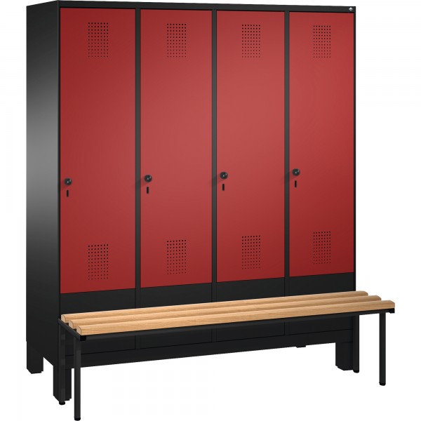 C+P Umkleidespind 4903042S10024 Sitzbank 4Abteile B1600mm sgr/rrt