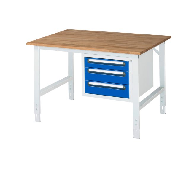 RAU Arbeitstisch 3Schübe 1250x1000x910-1230 lgr/ebl