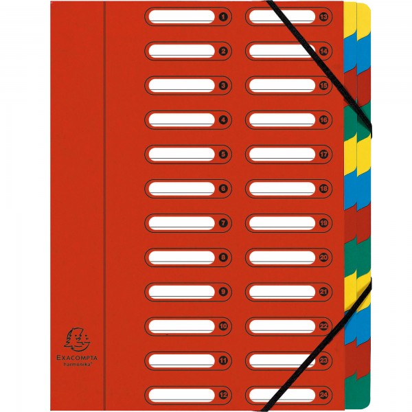 Exacompta Ordnungsmappe Harmonika 55245E DIN A4 24Fächer rot