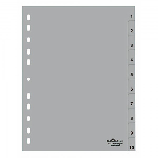 DURABLE Ordnerregister 651110 für A4 1-10 10tlg geprägte Taben