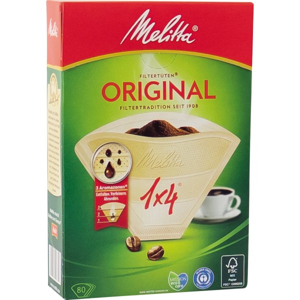 Melitta Kaffeefiltertüte Typ 1x4 206810 naturbraun 80 St./Pack.