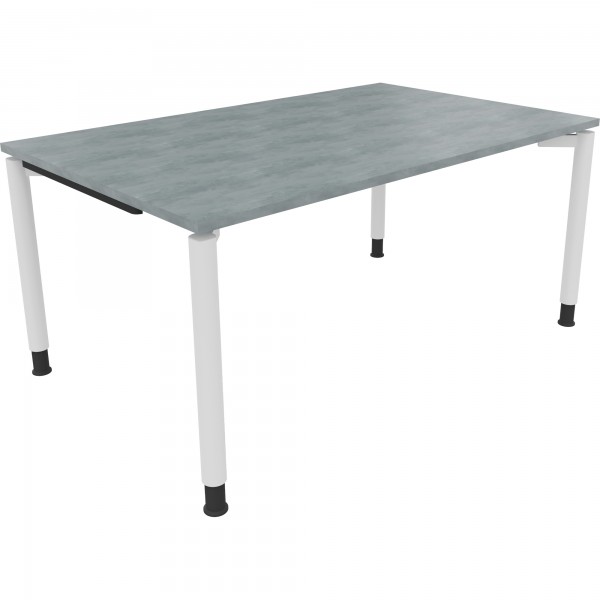 Schreibtisch Vierfuß Rundrohr B1600xT1000xH680-820 ws/Beton hell