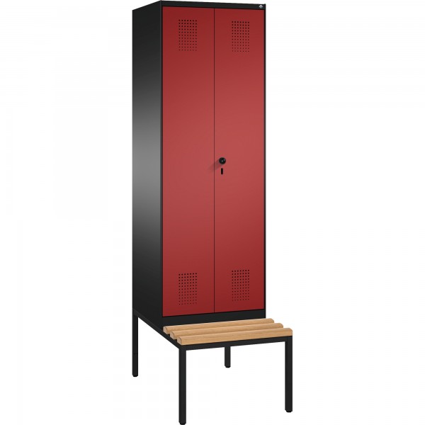 C+P Doppelspind 4905220S10108 Sitzbank 2Abteile B600mm sgr/rrt