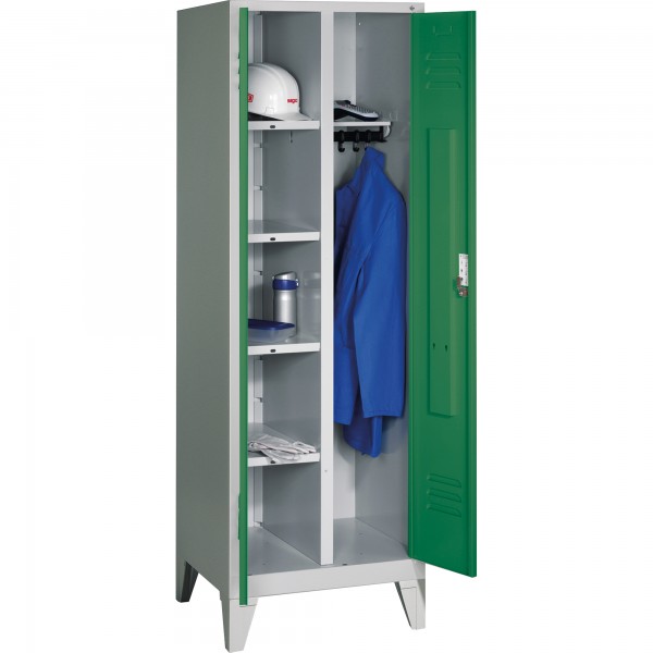 C+P Wäsche-Spind 806020S10027 auf Füßen 2Abteile lgr/rgn