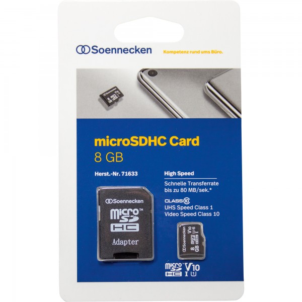 Soennecken Speicherkarte 71633 micro SDHC Adapter Class 10 8GB