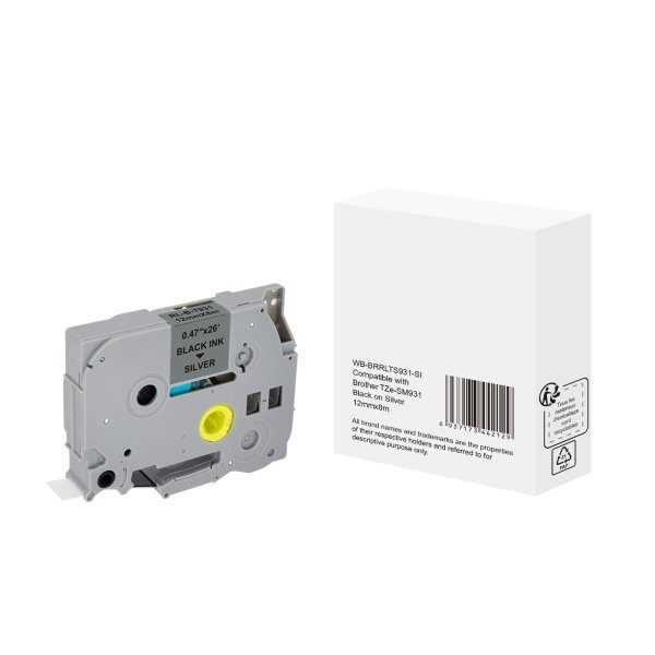 Schriftband wie Brother TZeSM931 12mmx8m sw auf si