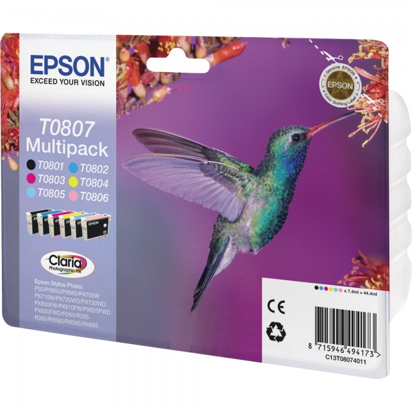 Epson Tintenpatrone C13T08074011 T0807 sw/c/m/y/fc/fm 6 St./Pack.