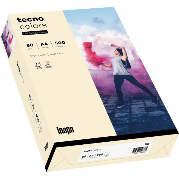 inapa tecno Kopierpapier Colors 2100011396 A4 80g h.chamois 500Bl.