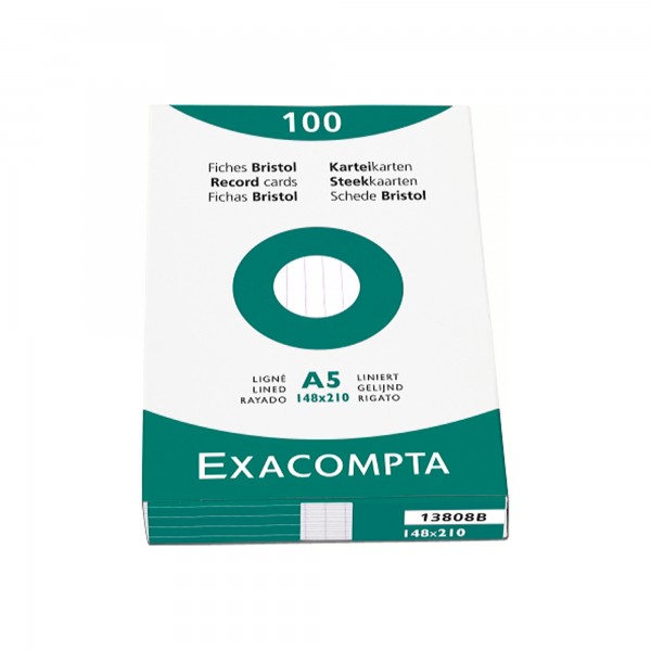 Exacompta Karteikarte 3308B DIN A8 blanko Karton weiß 100 St./Pack.