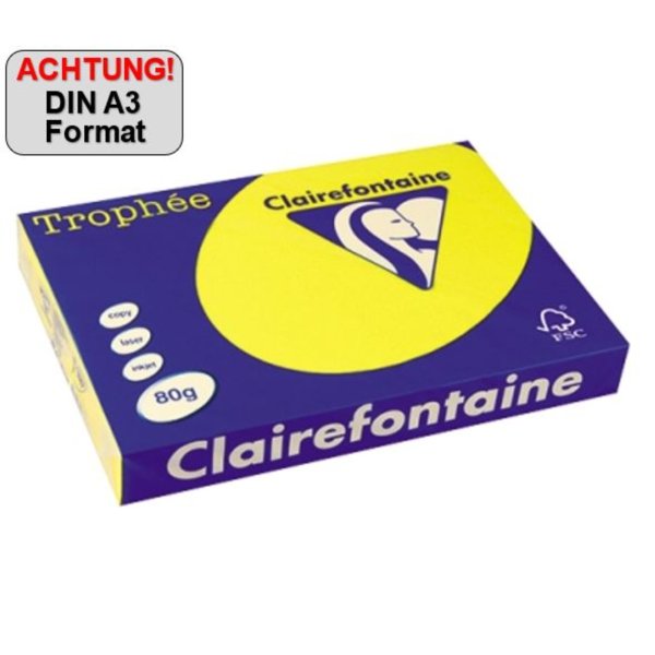 Clairefontaine Kopierpapier 1887C A3 80g kanariengelb 500Bl.