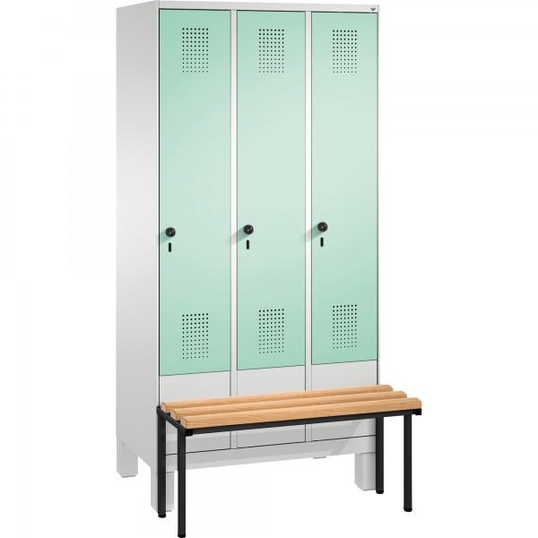C+P Umkleidespind 4903030S10021 Sitzbank 3Abteile B900mm lgr/lgn
