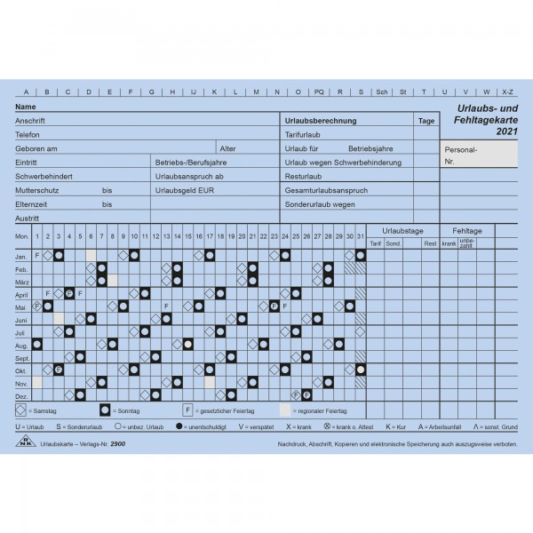 RNK Urlaubskarte 2021 2900/21-10 DIN A5 quer 10 St./Pack.