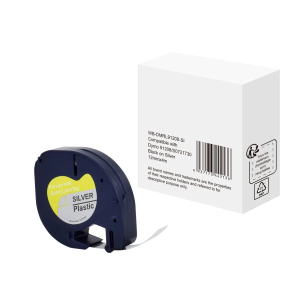 Schriftband wie Dymo S0721730 12mmx4m sw auf si